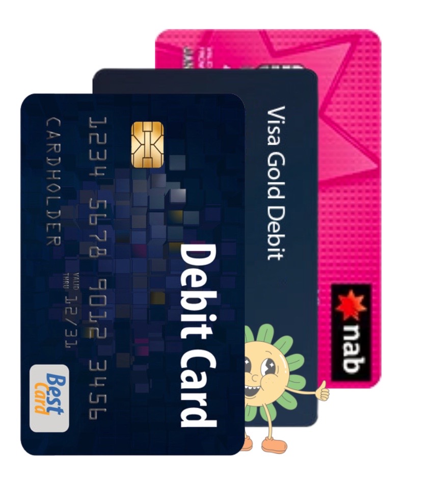 An image showing Debit cards which are accepted for all bills paid using Sniip. We accept Debit Cards for BPAY bills.