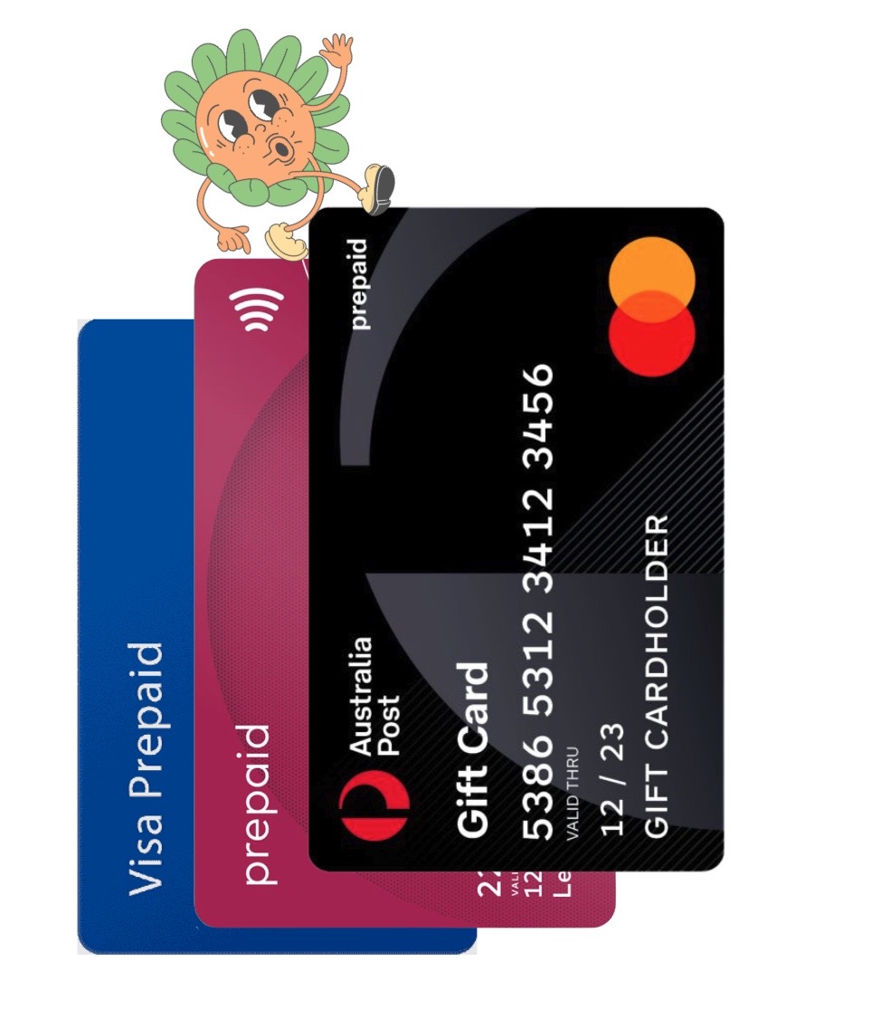 An image showing Prepaid cards which are accepted for all bills paid using Sniip. We accept Prepaid cards for BPAY bills.