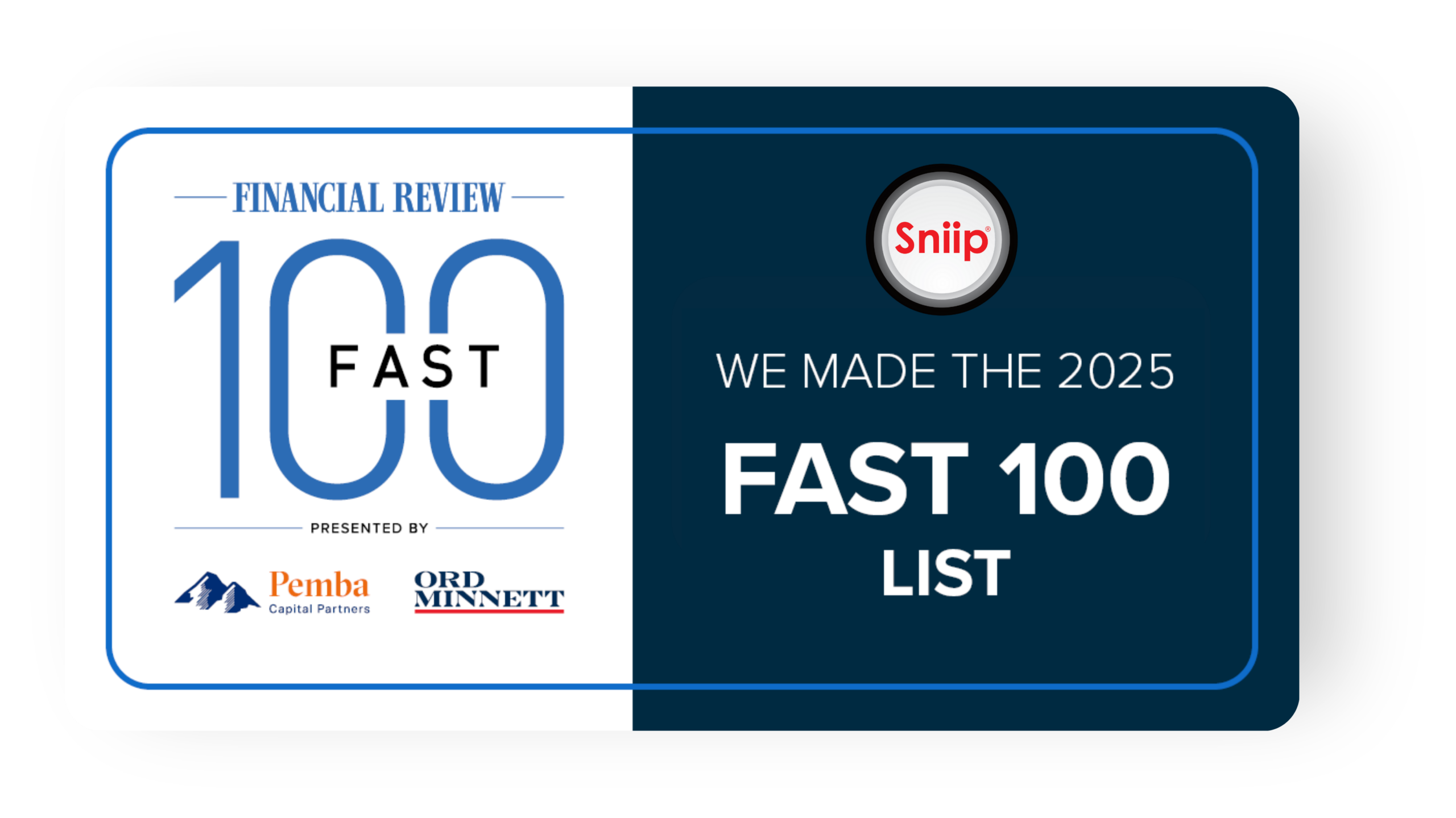 alt=(Sniip ranked in the AFR Fast 100 for 2025​)