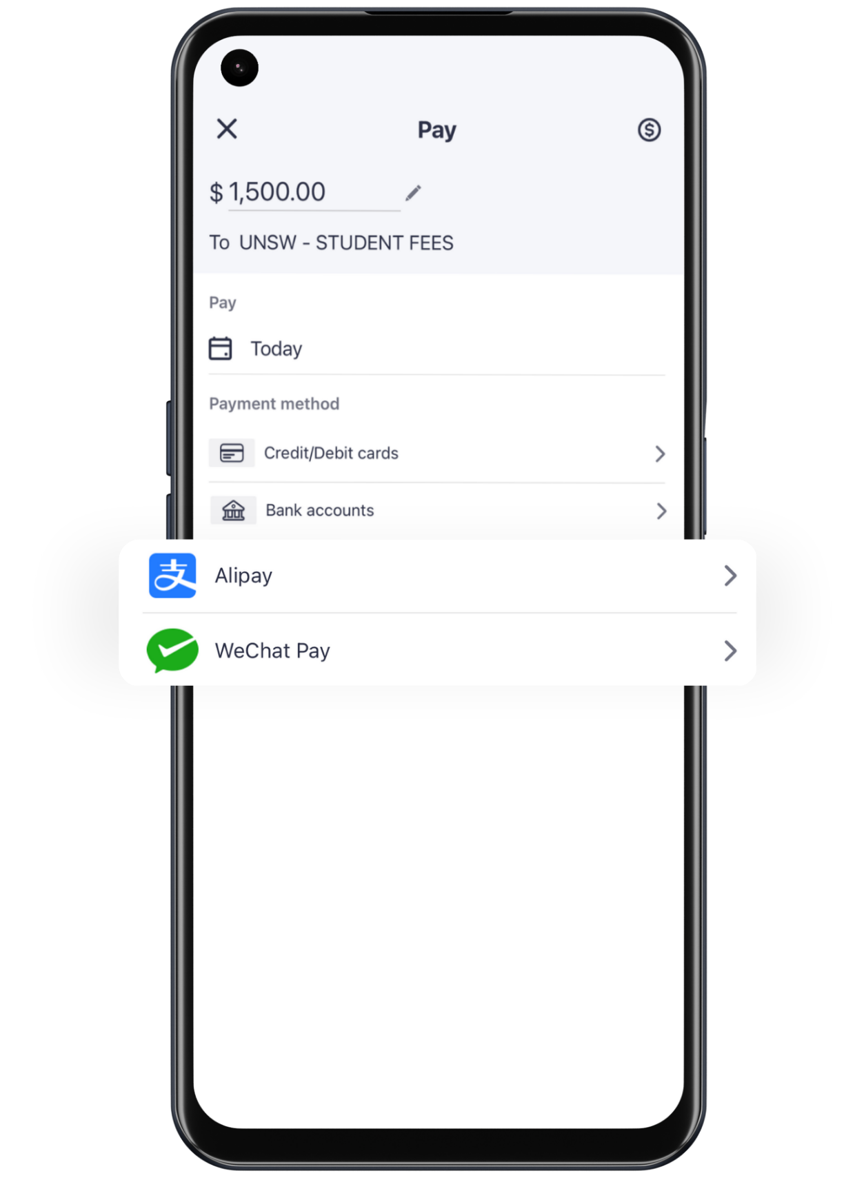 alt=(Pay your bills with WeChat & Alipay)