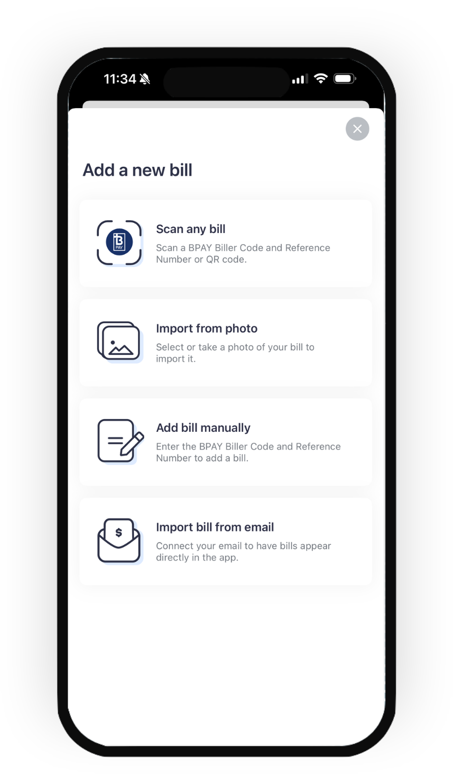 Sniip app — Add a new bill