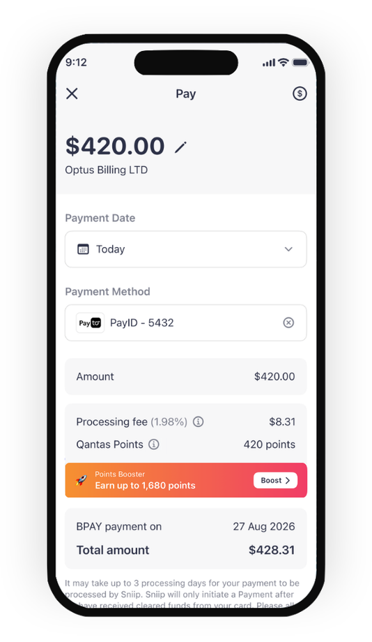 Sniip app — select Points Booster