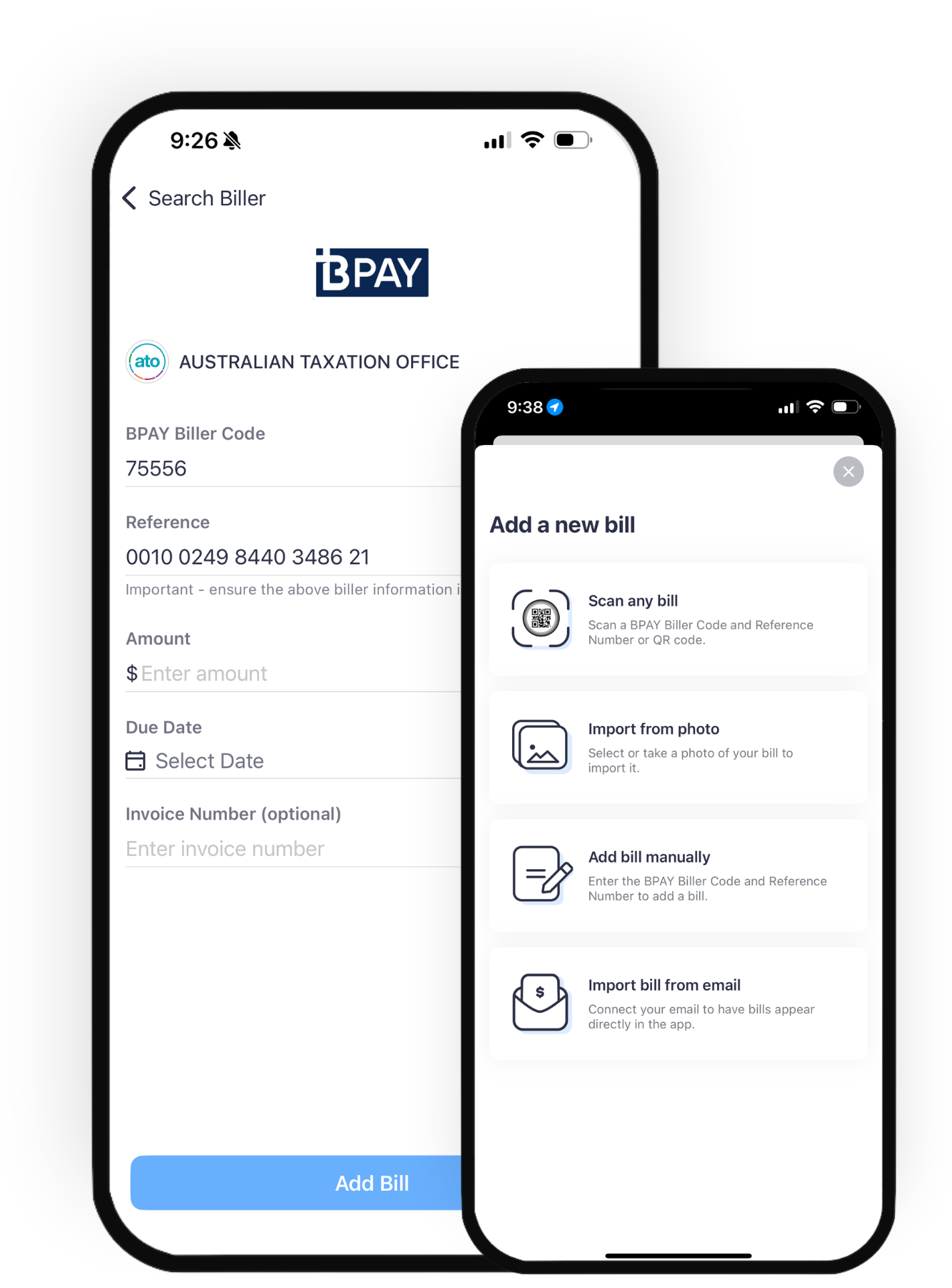Adding an ATO BPAY bill in the Sniip app